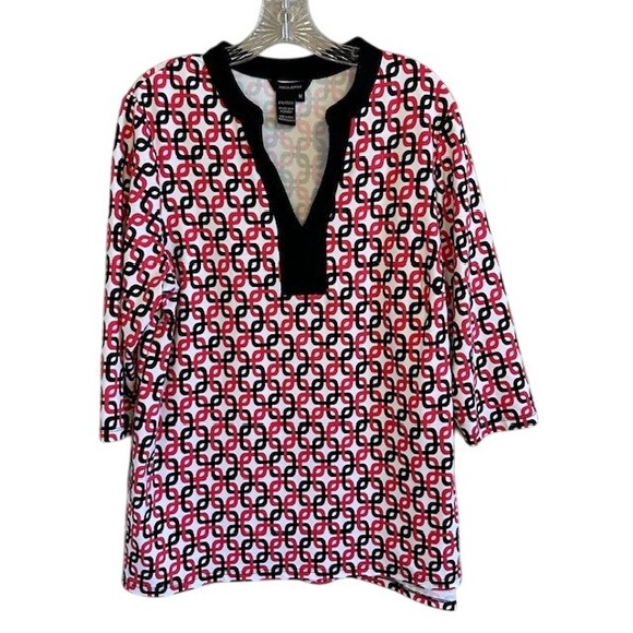 Jules & Leopold Tops - Jules & Leopold Multicolor Geometric Print V-Neck 3/4 Sleeve Tunic Blouse‎ 1X